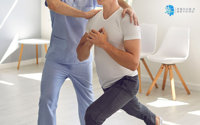Home exercise physiotherapy with professional physiotherapist